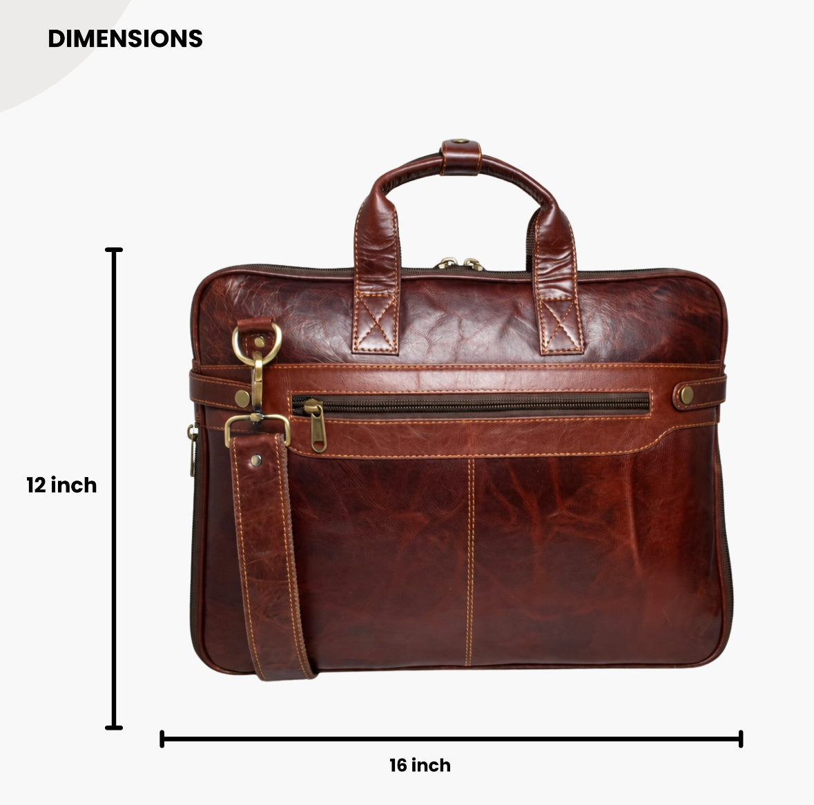 Black Hurns Genuine Leather Laptop Bag for Men 15.6 Inch