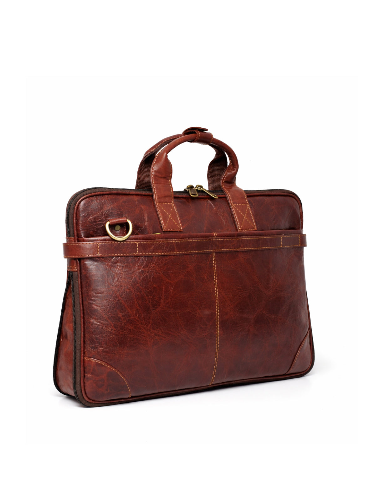 Black Hurns Genuine Leather Laptop Bag for Men 15.6 Inch