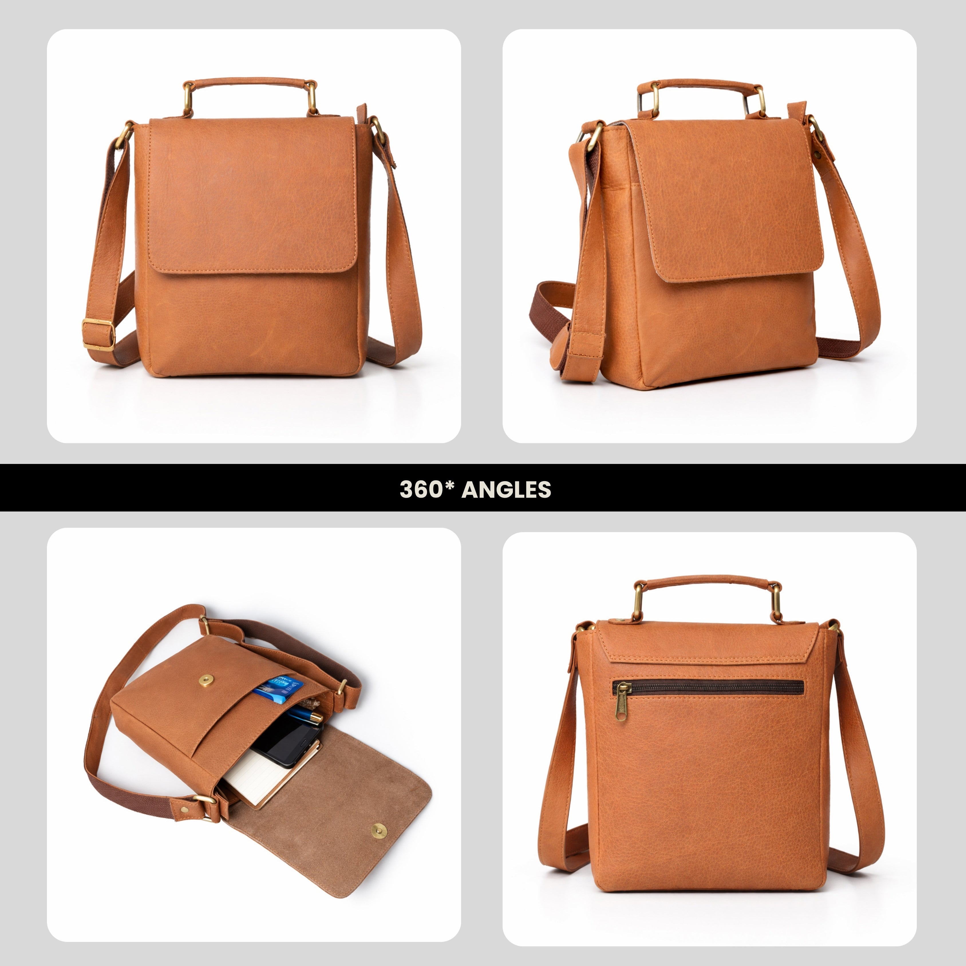 Black Hurns Genuine Leather Sling Bag for Men & Women