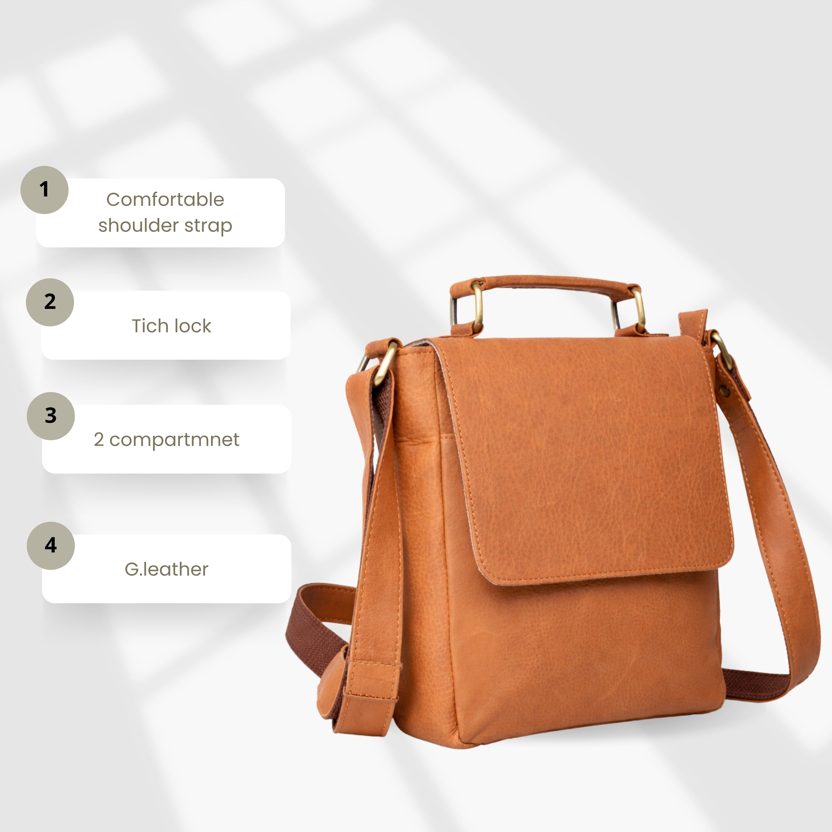 Black Hurns Genuine Leather Sling Bag for Men & Women