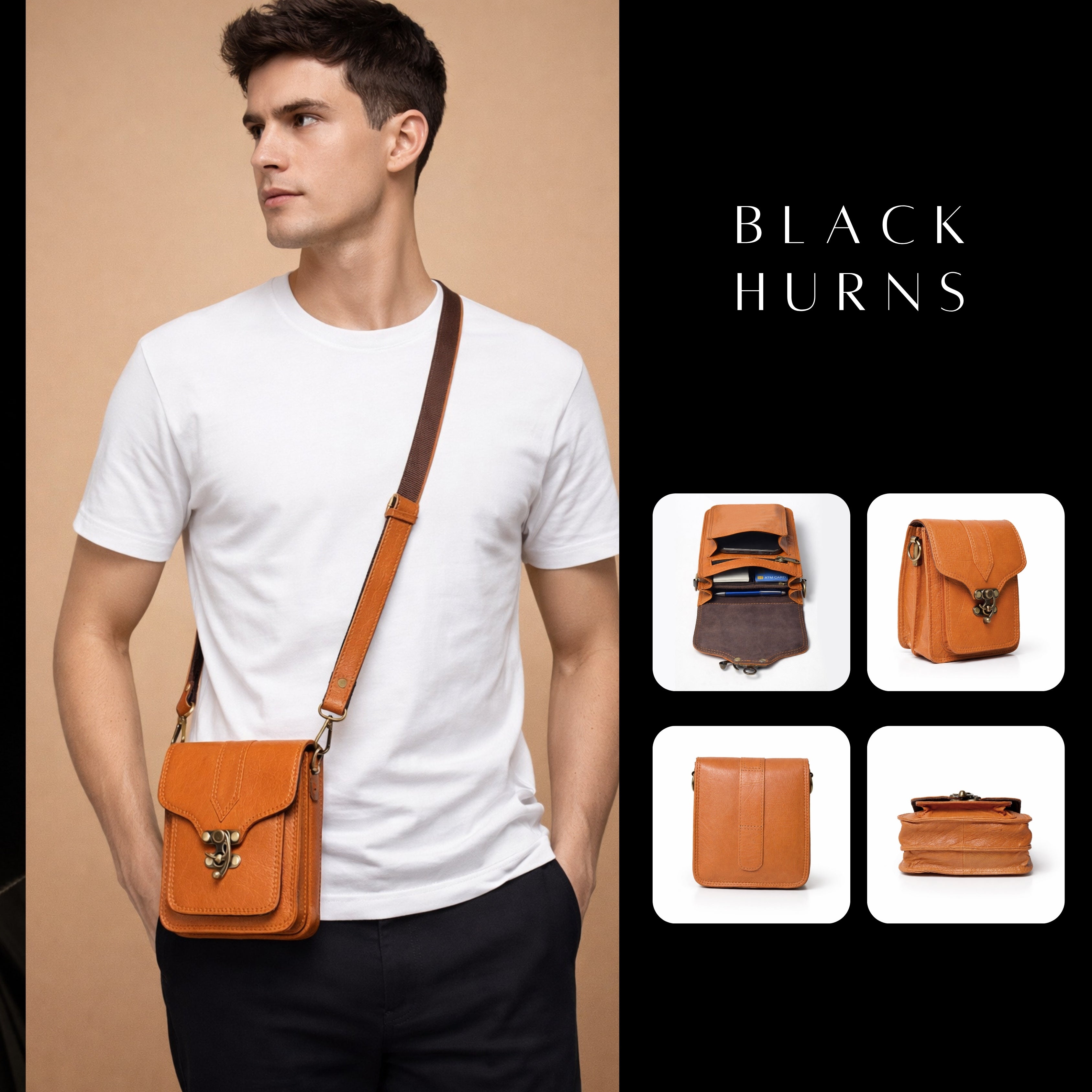 Genuine Leather Small Crossbody Bag for Men & Women