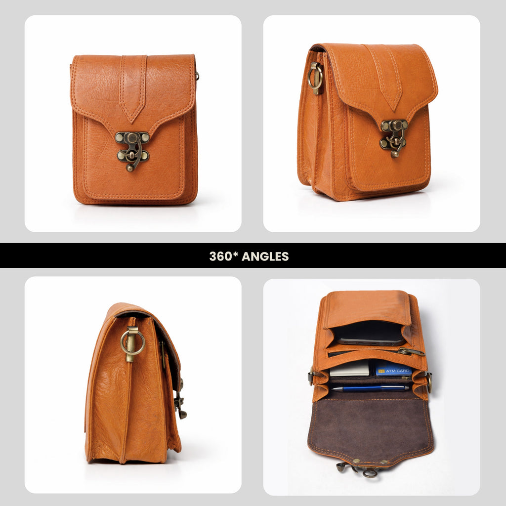 Genuine Leather Small Crossbody Bag for Men & Women