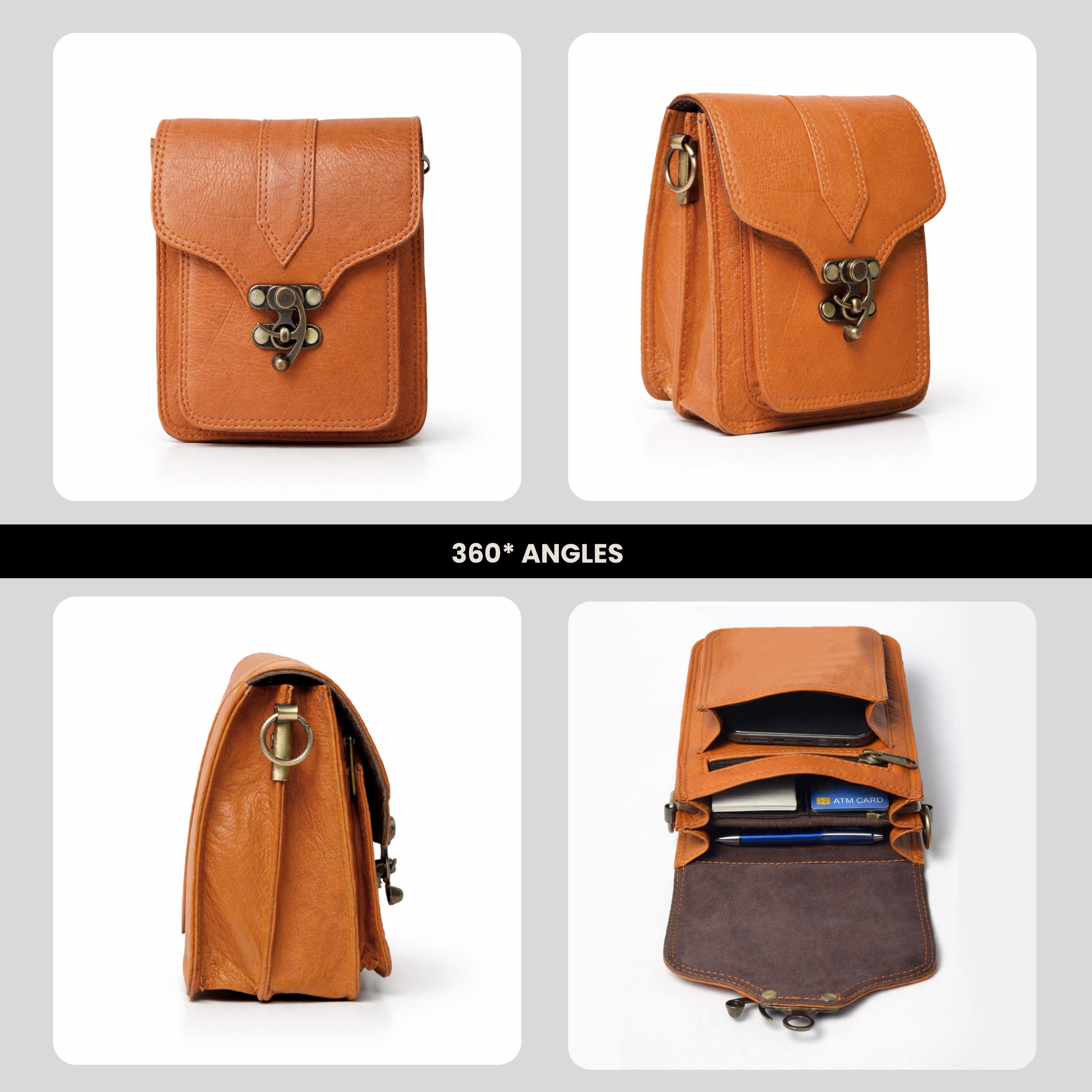 Genuine Leather Small Crossbody Bag for Men & Women