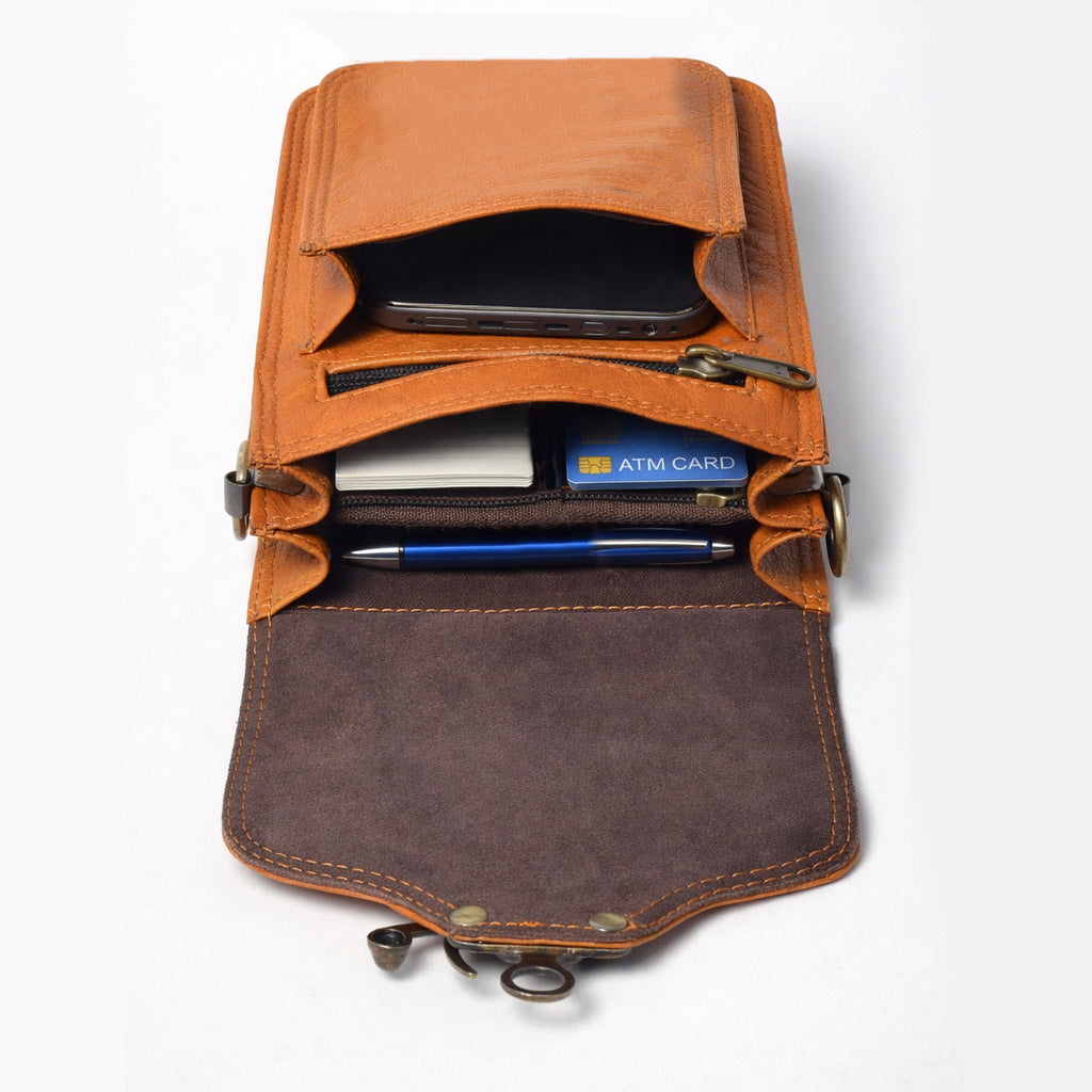 Genuine Leather Small Crossbody Bag for Men & Women