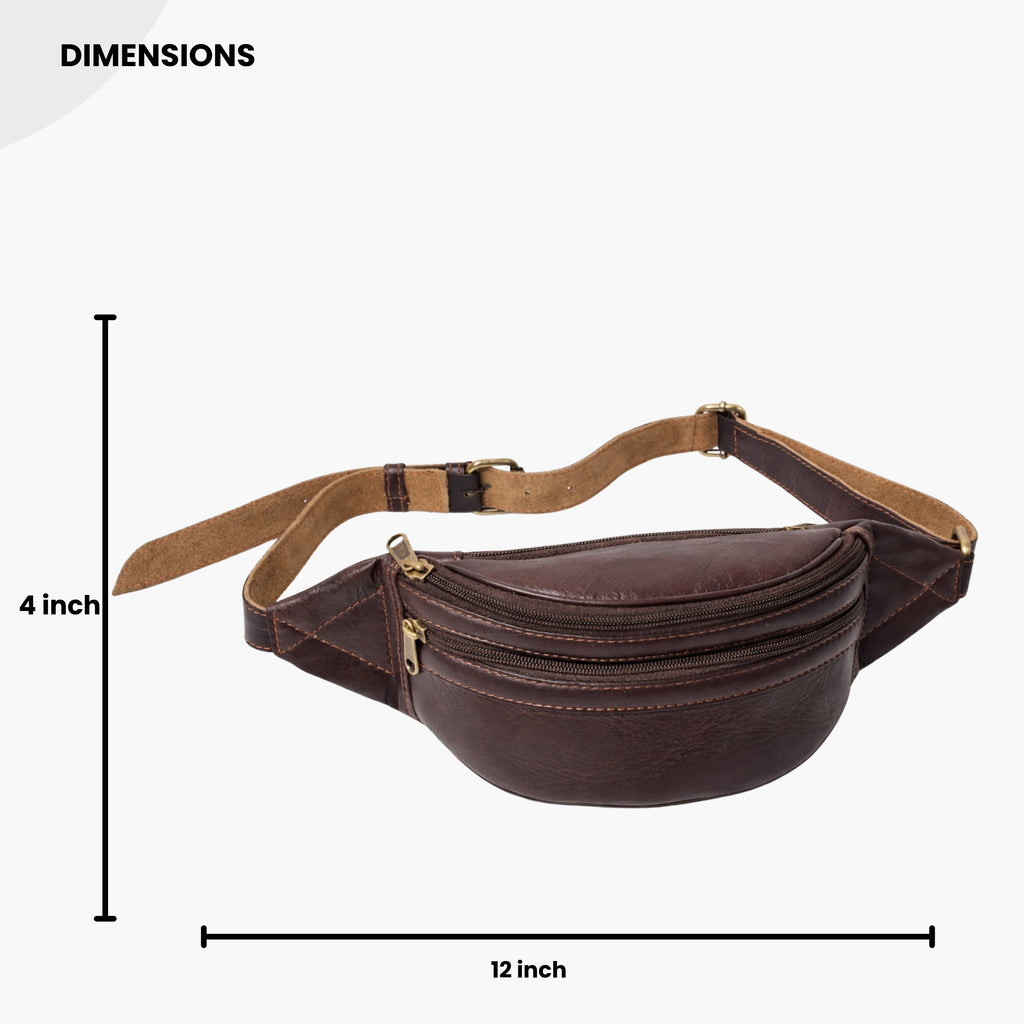 Black Hurns Genuine Leather Waist Bag for Men & Women