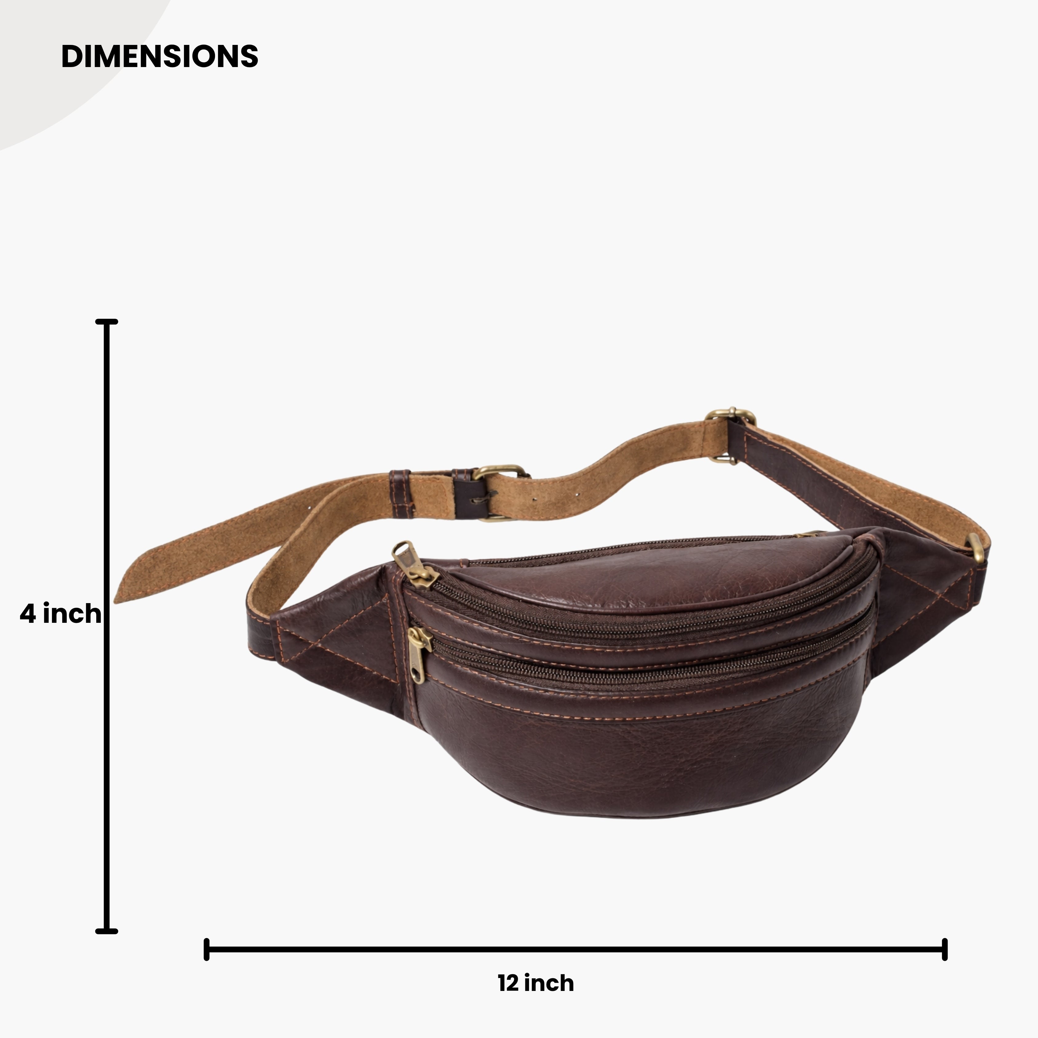 Black Hurns Genuine Leather Waist Bag for Men & Women