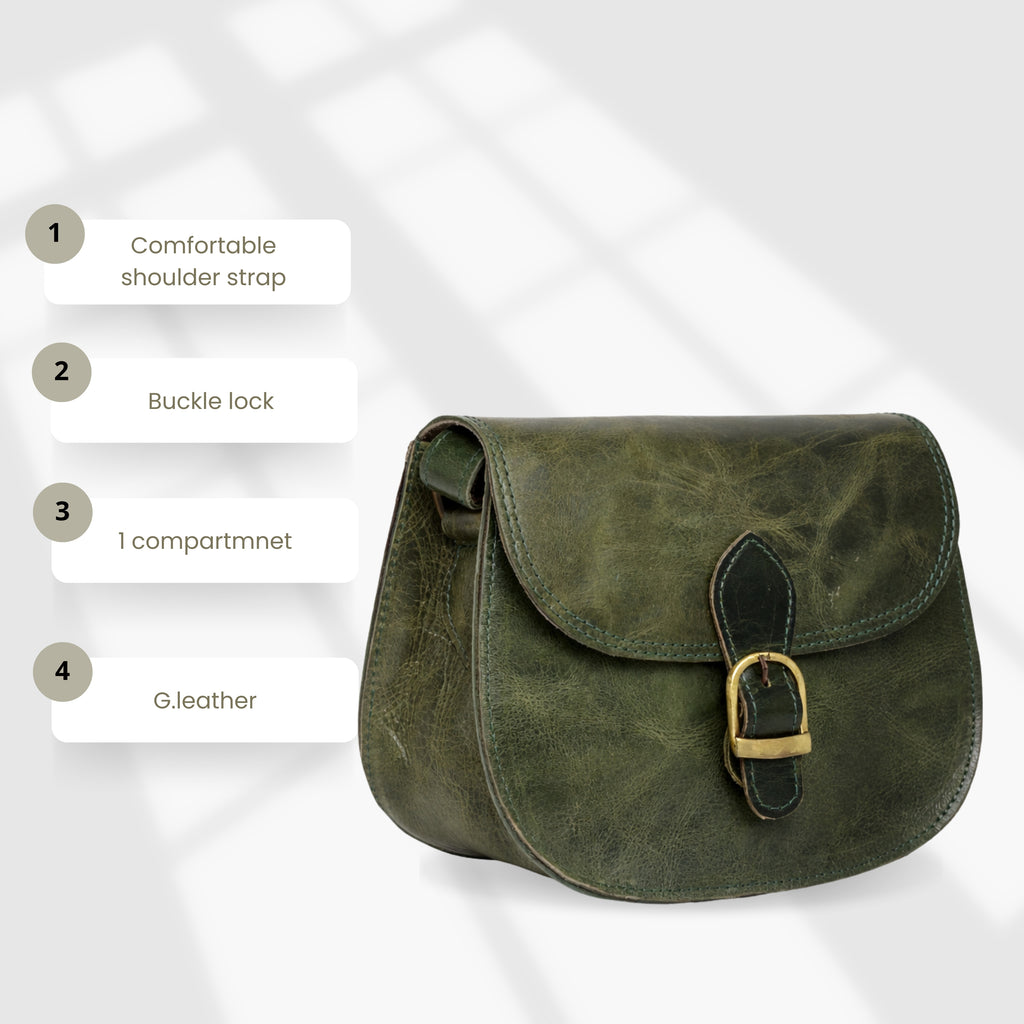 Black Hurns Genuine Leather Sling Bag for Women