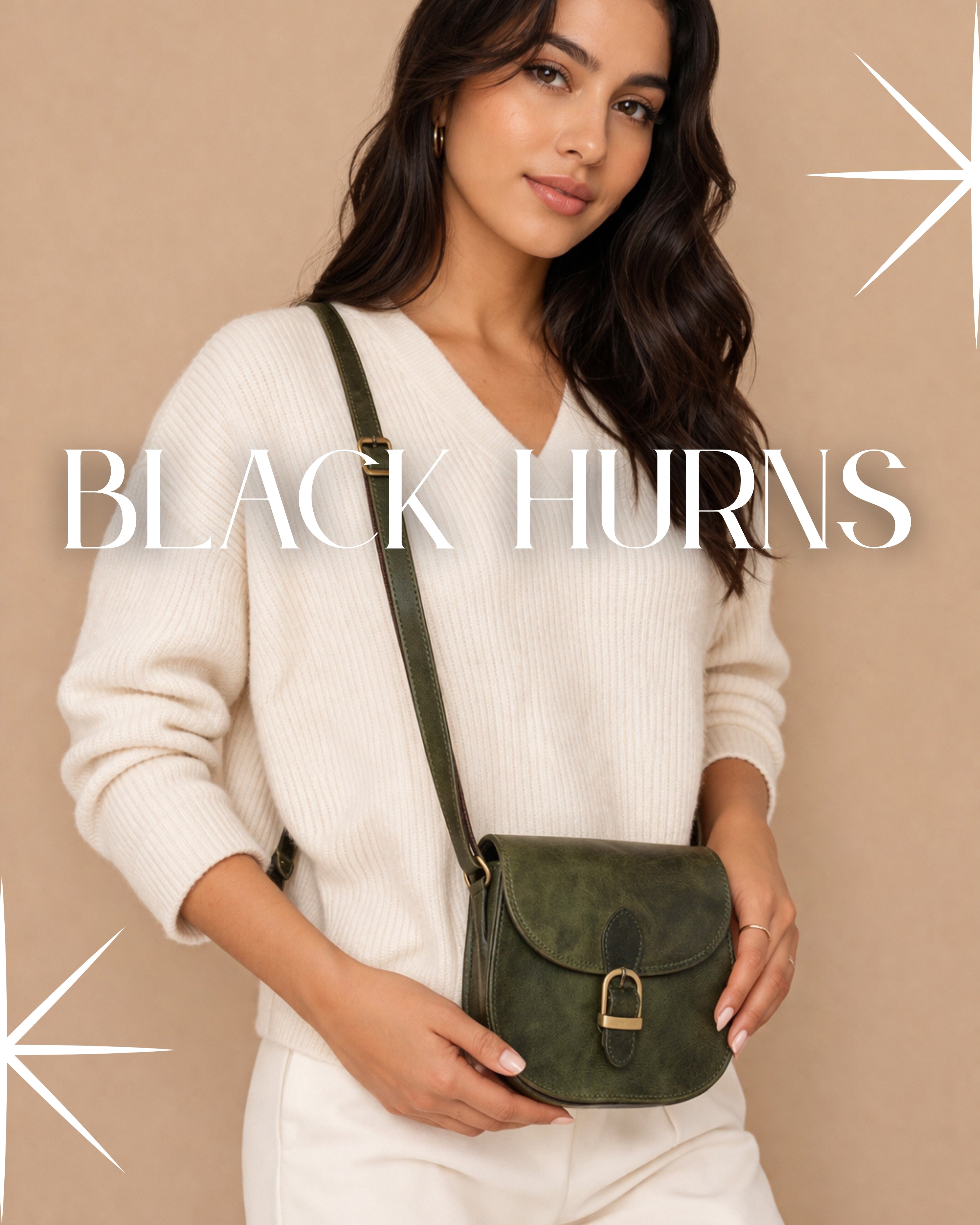 Black Hurns Genuine Leather Sling Bag for Women