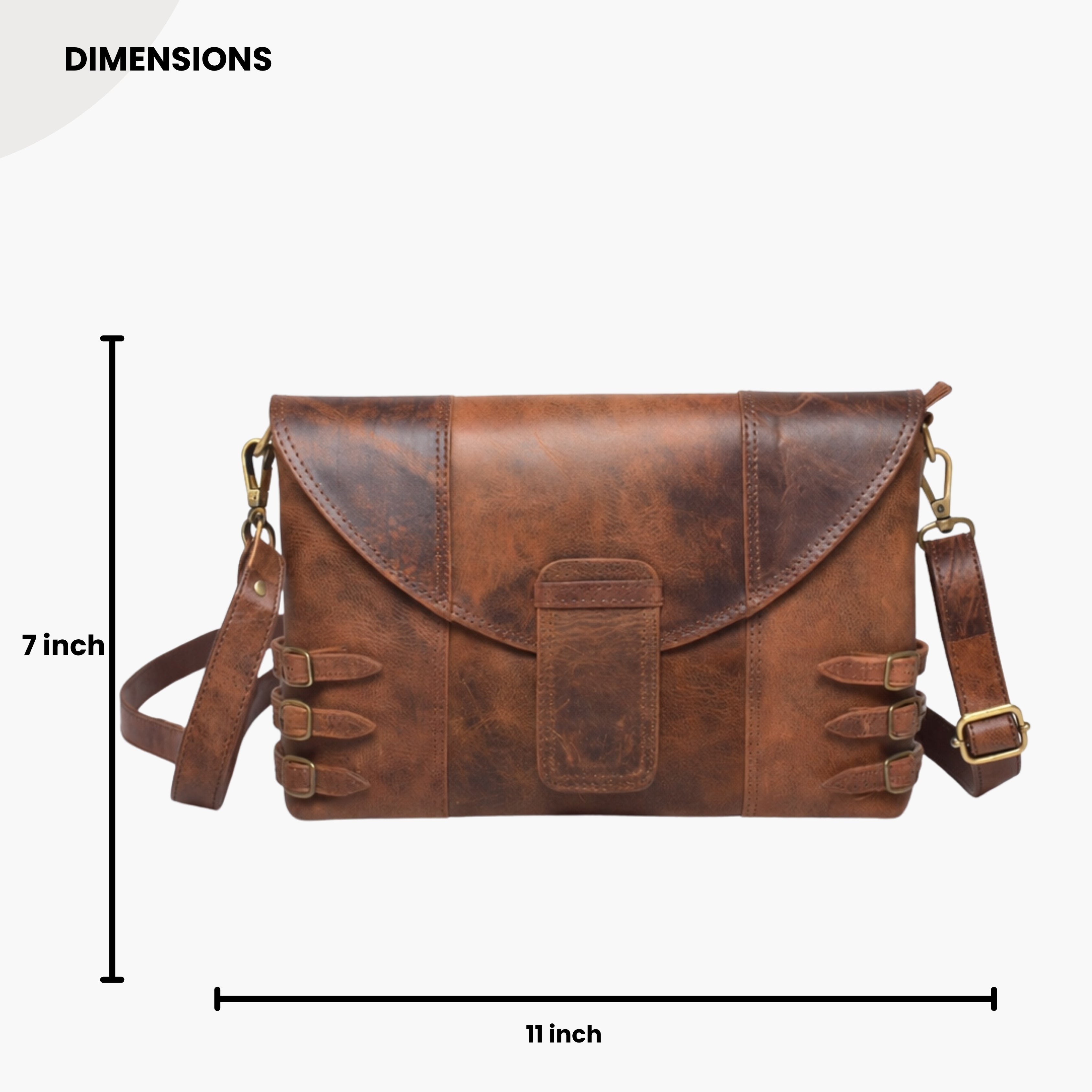Black Hurns Vintage Leather Sling Bag for Women