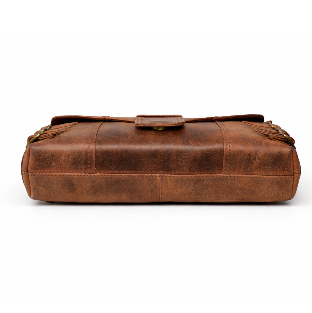 Black Hurns Vintage Leather Sling Bag for Women