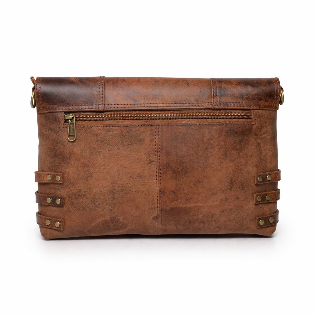 Black Hurns Vintage Leather Sling Bag for Women