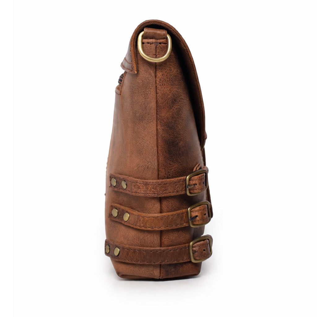 Black Hurns Vintage Leather Sling Bag for Women