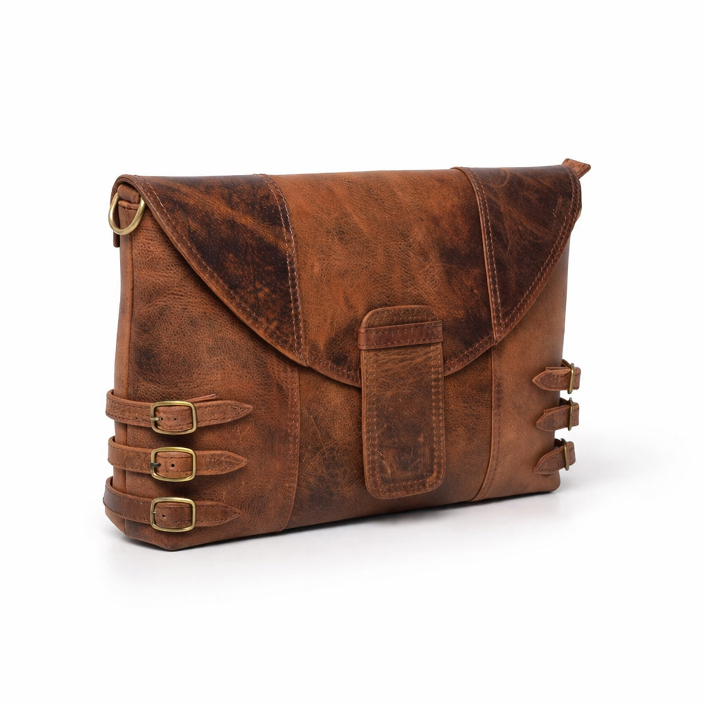 Black Hurns Vintage Leather Sling Bag for Women