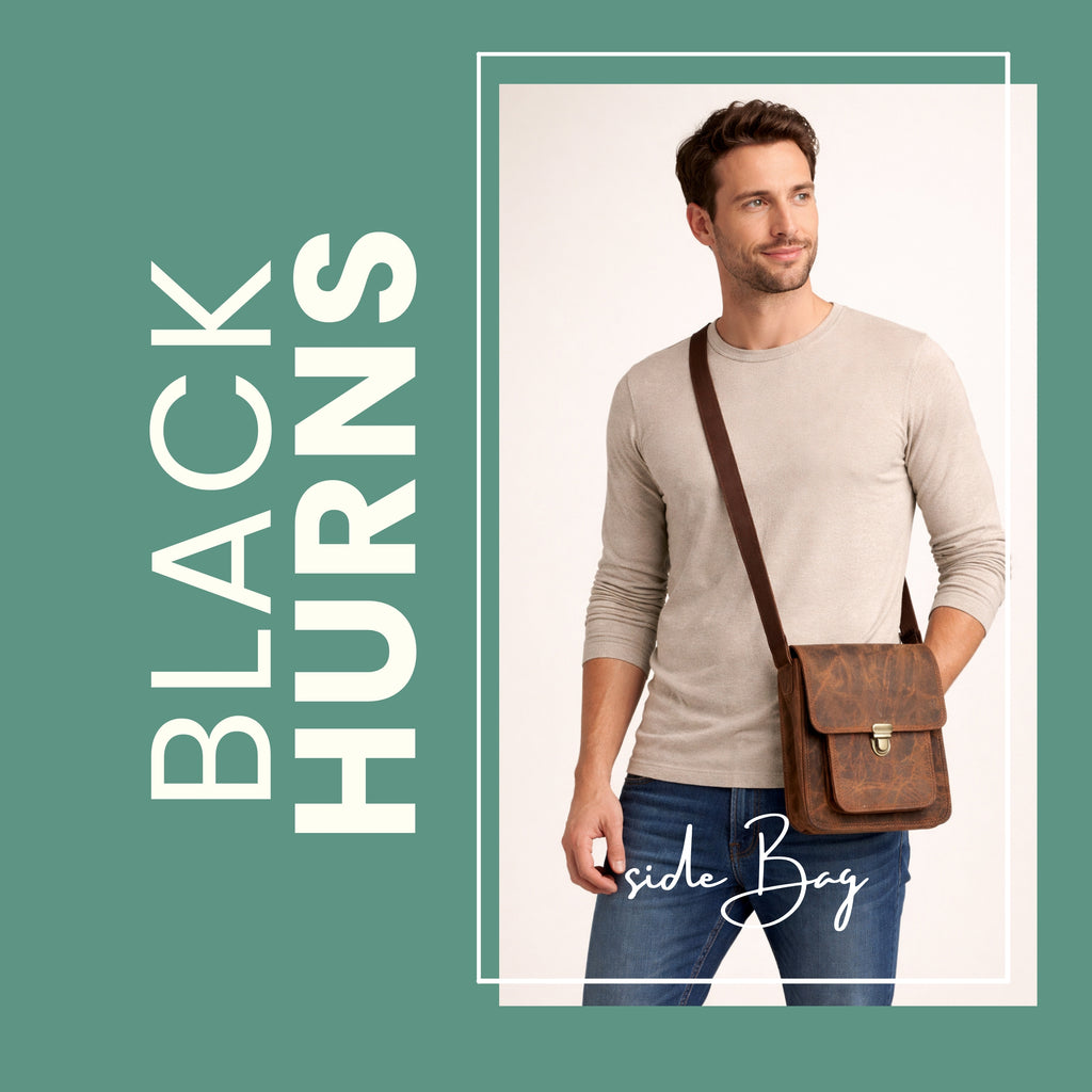 Black Hurns Genuine Leather Sling Bag for Men & Women