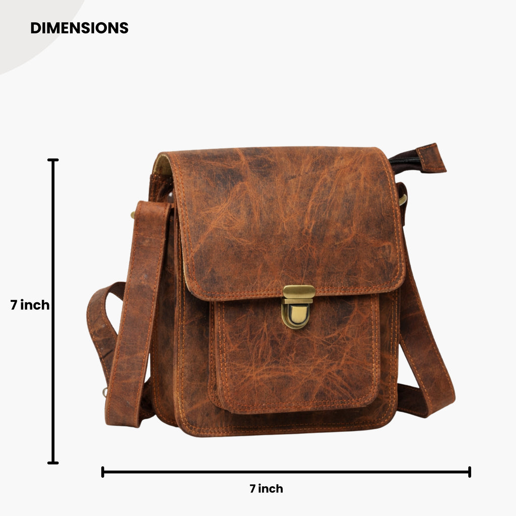 Black Hurns Genuine Leather Sling Bag for Men & Women