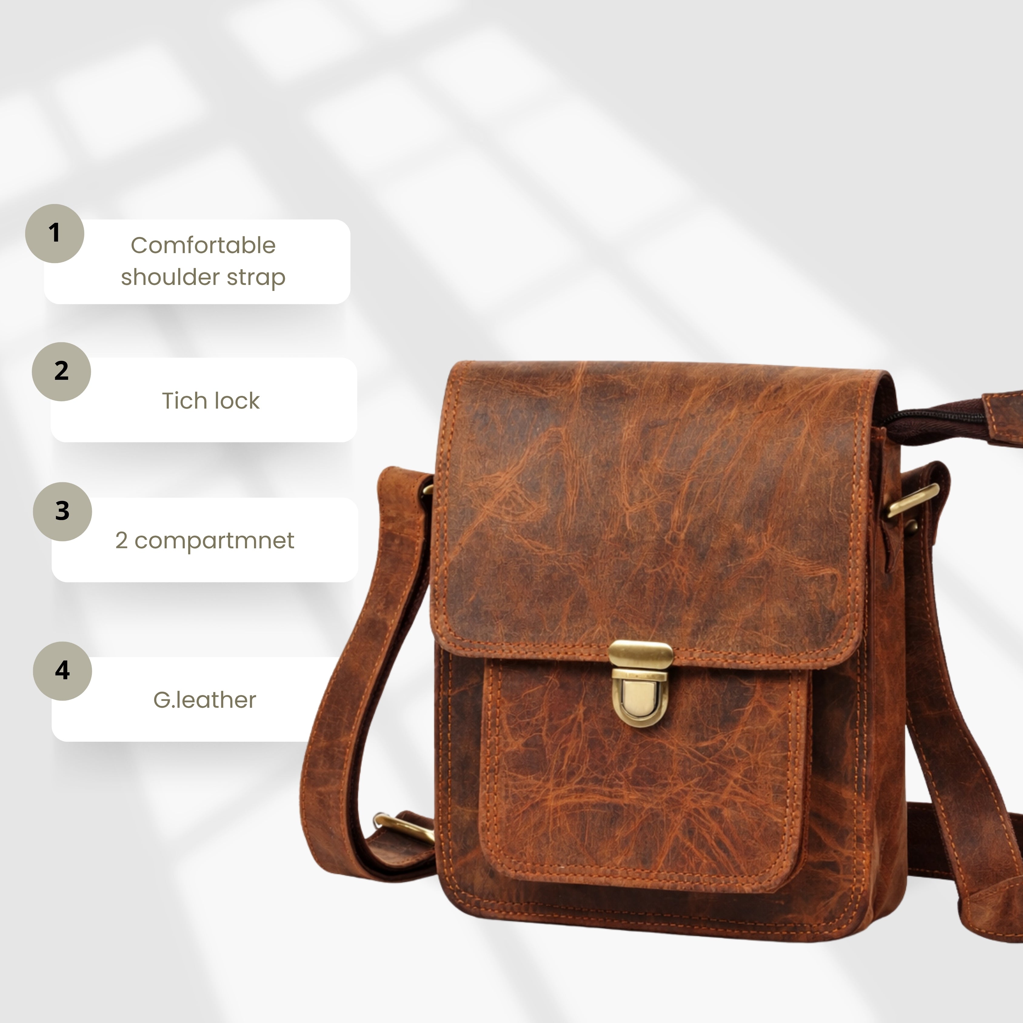 Black Hurns Genuine Leather Sling Bag for Men & Women