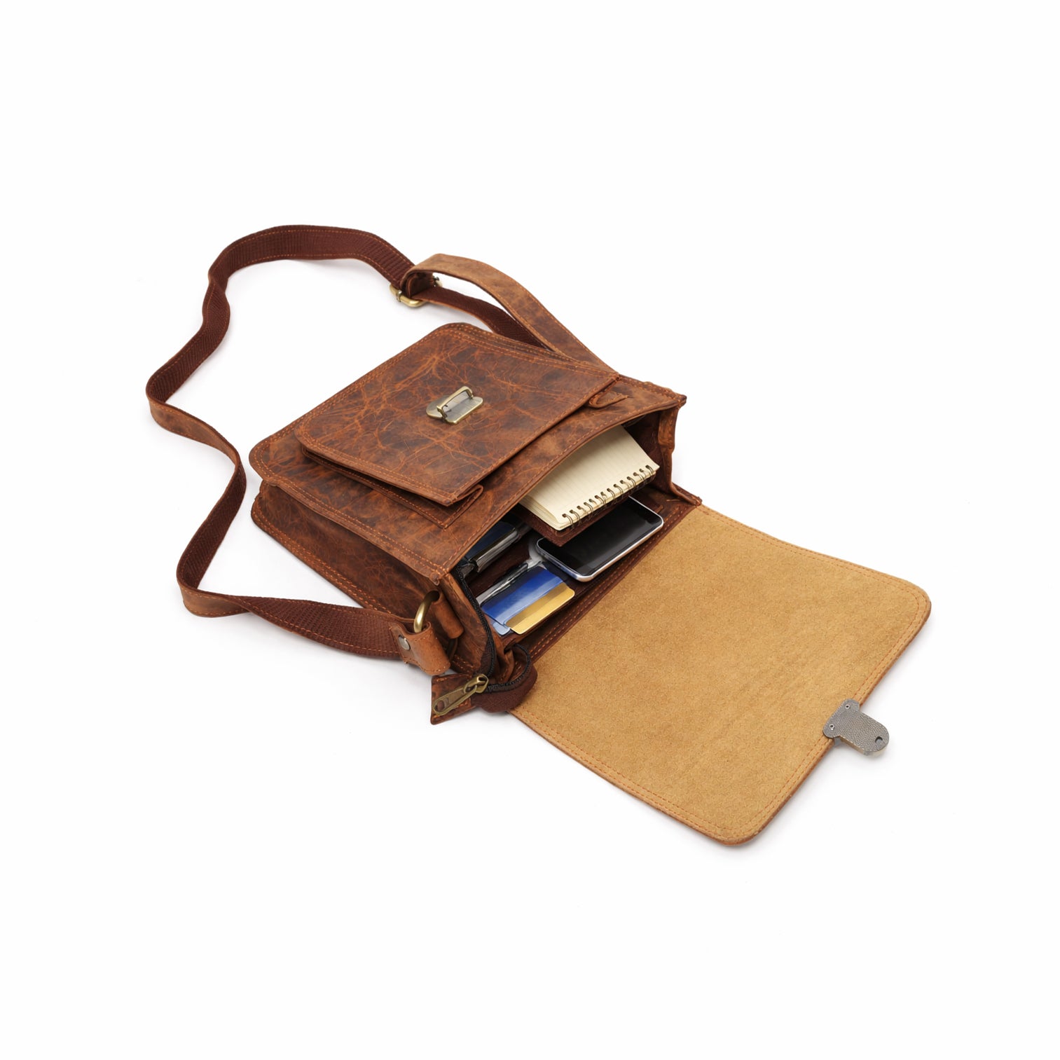 Black Hurns Genuine Leather Sling Bag for Men & Women