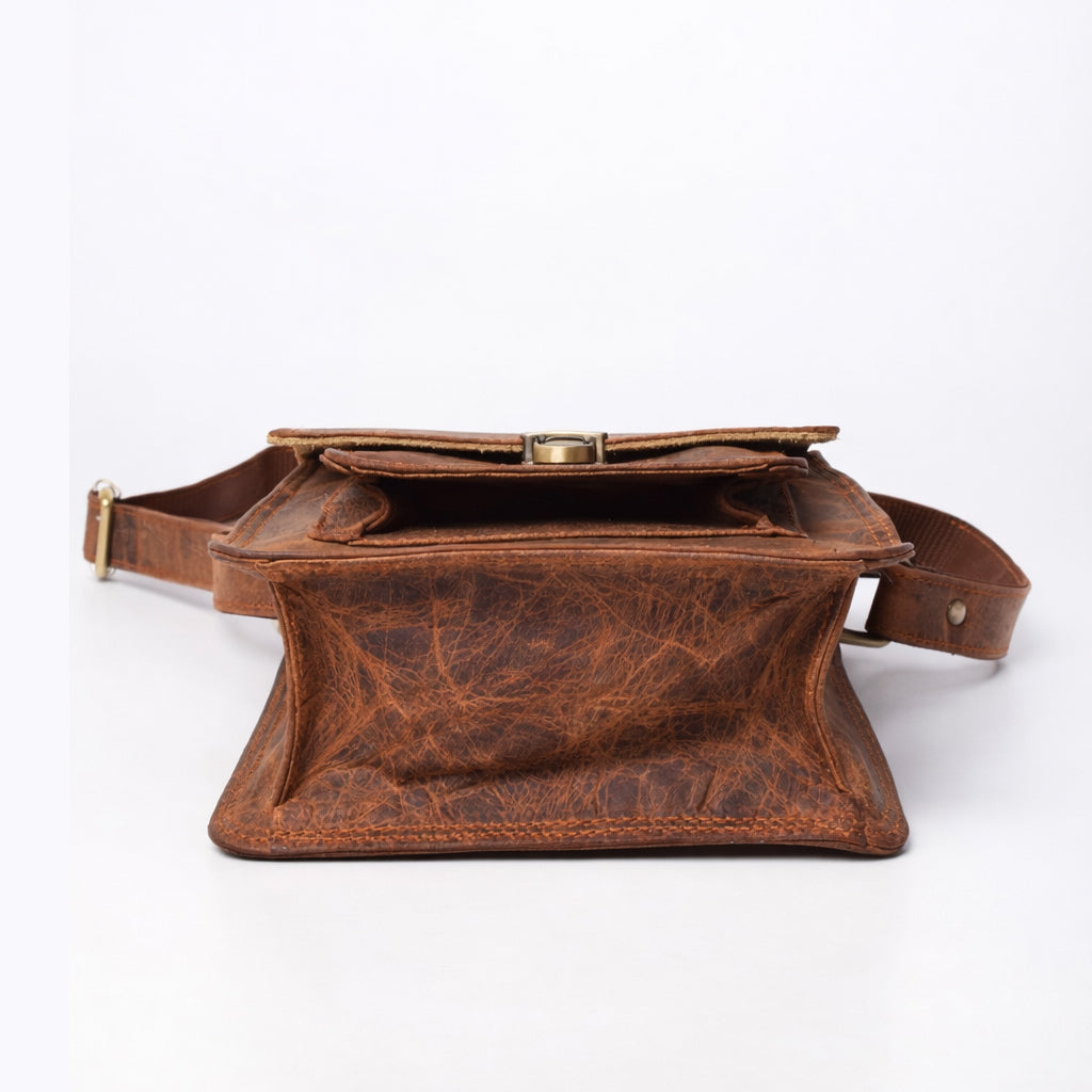 Black Hurns Genuine Leather Sling Bag for Men & Women