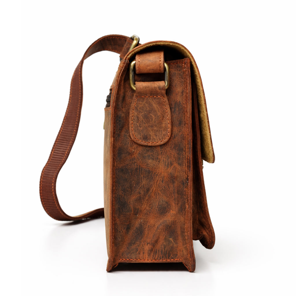 Black Hurns Genuine Leather Sling Bag for Men & Women