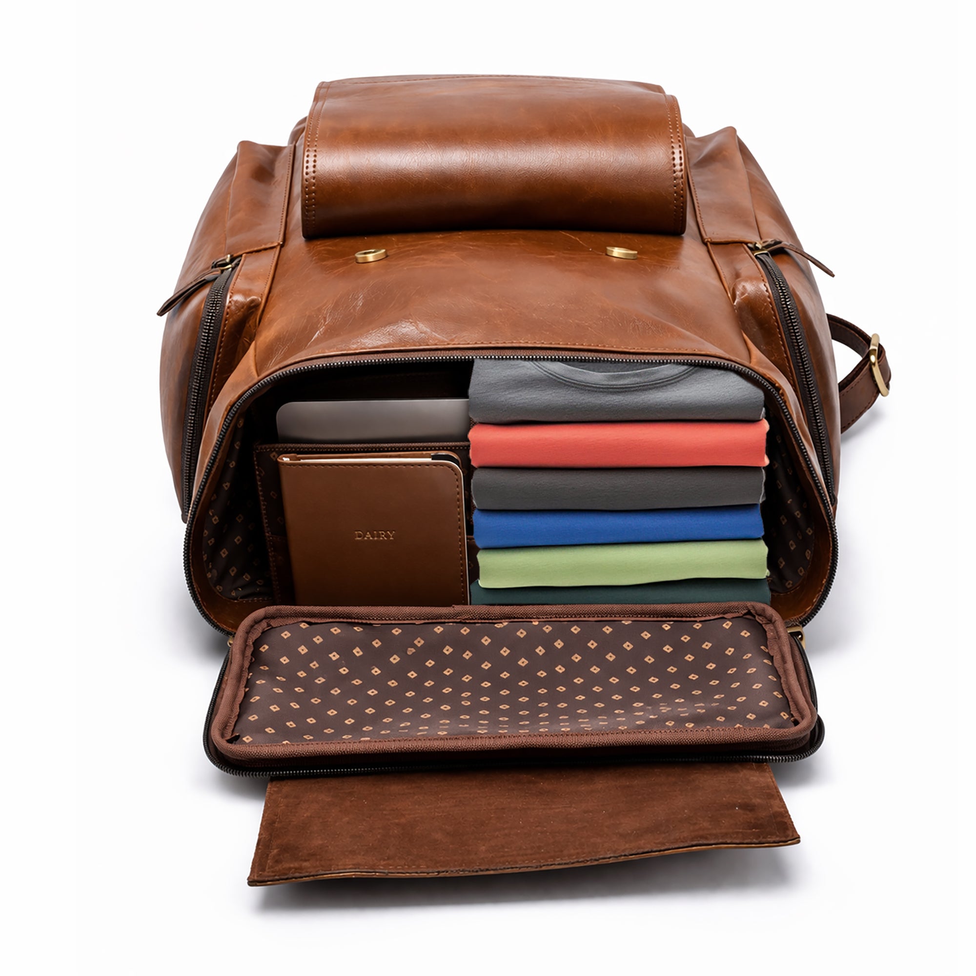 Black Hurns Genuine Leather Backpack for Men