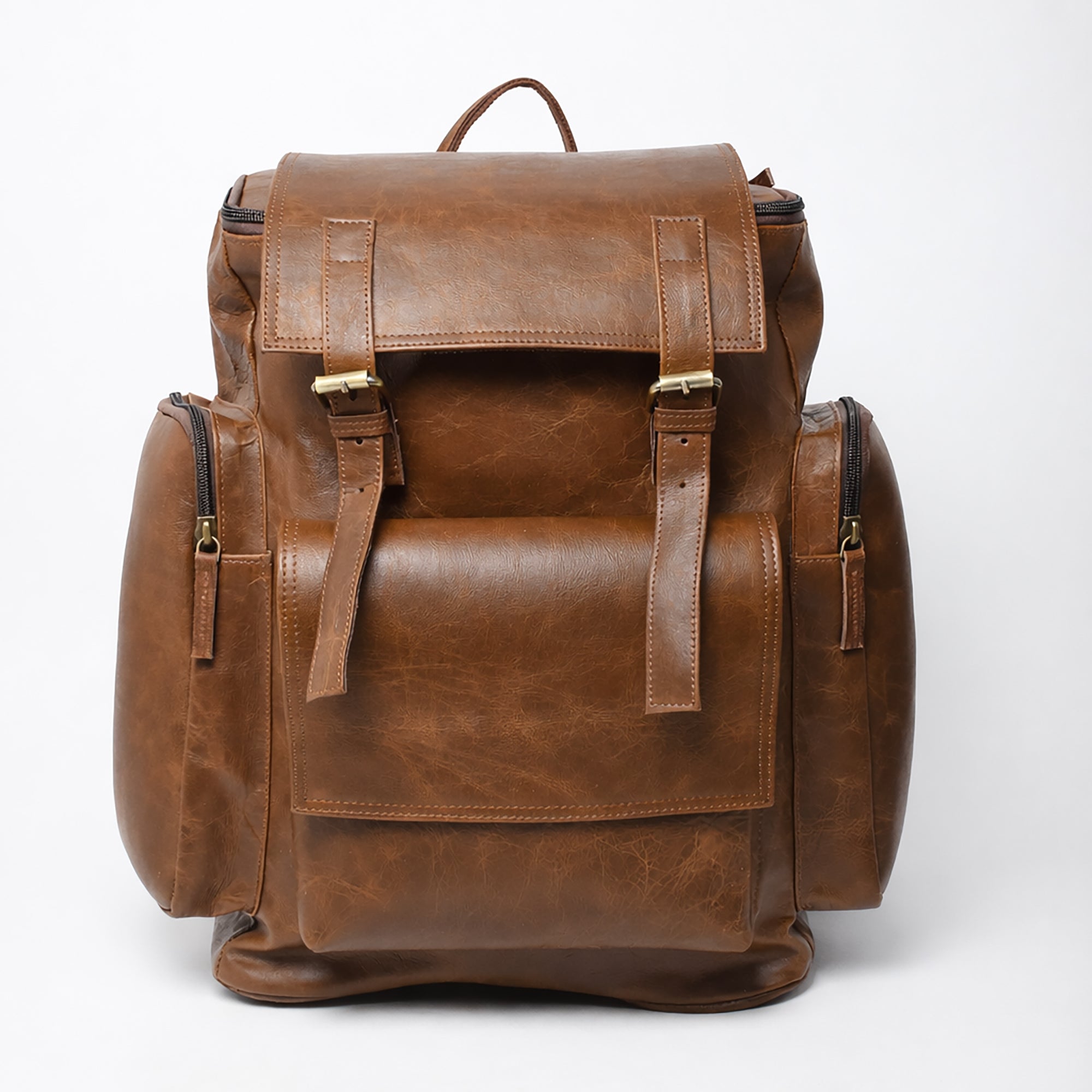 Black Hurns Genuine Leather Backpack for Men