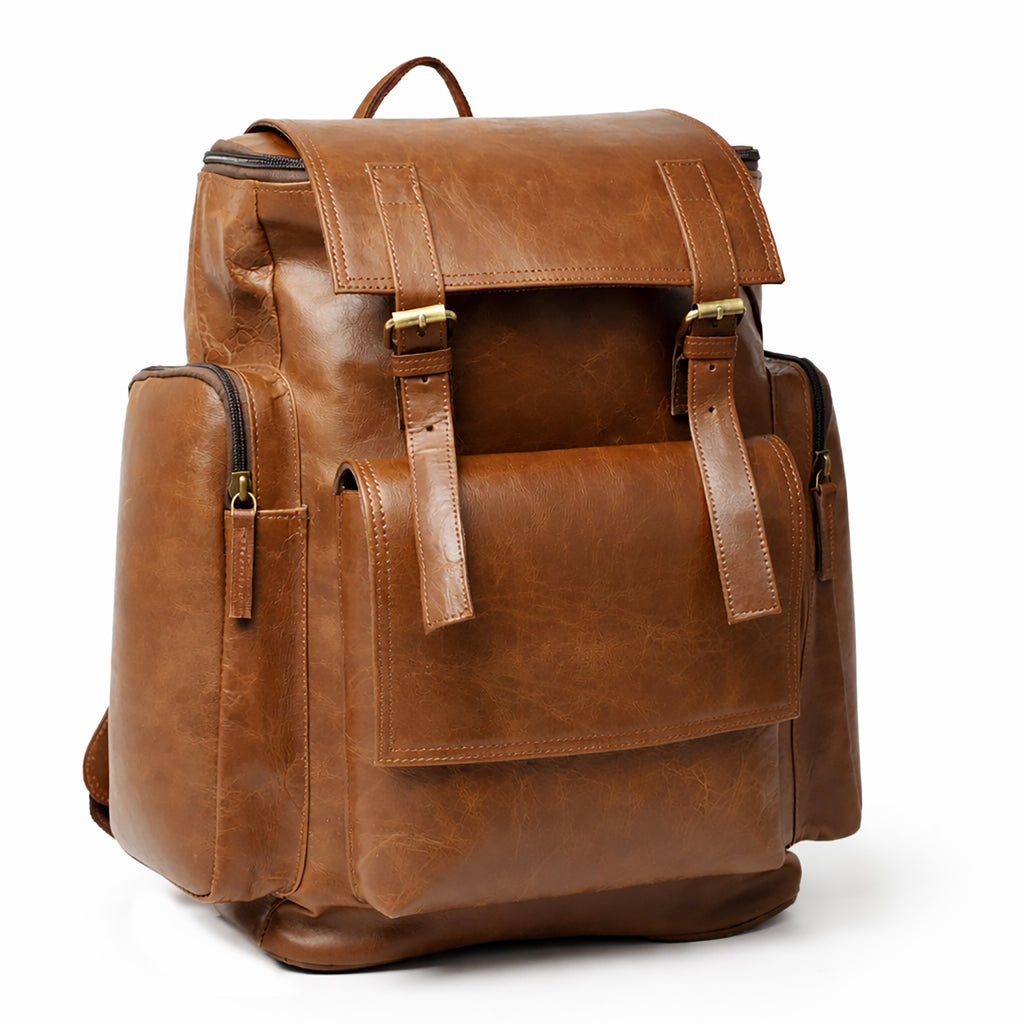 Black Hurns Genuine Leather Backpack for Men