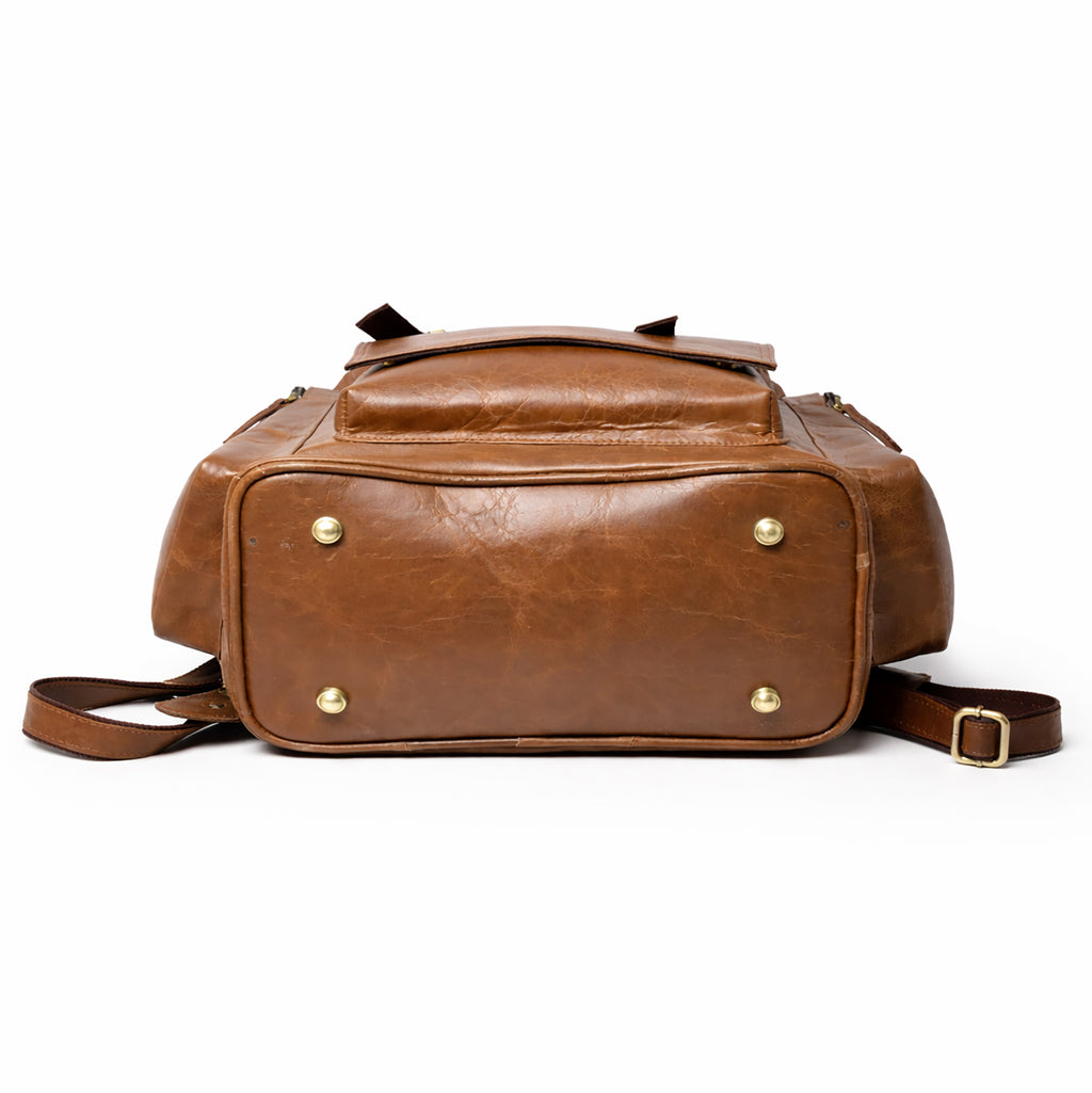 Black Hurns Genuine Leather Backpack for Men