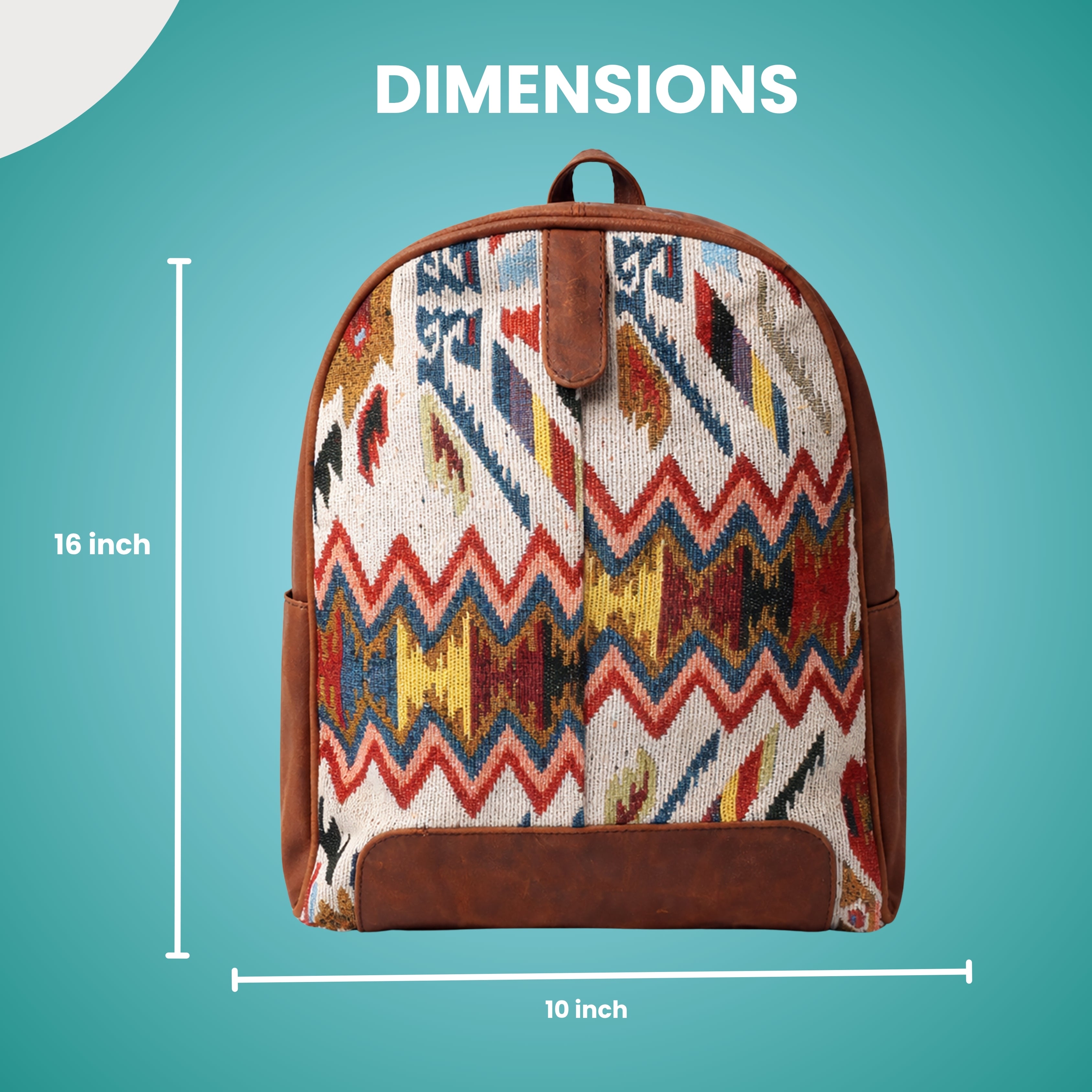 Black Hurns Leather & Fabric Backpack for Women & Men