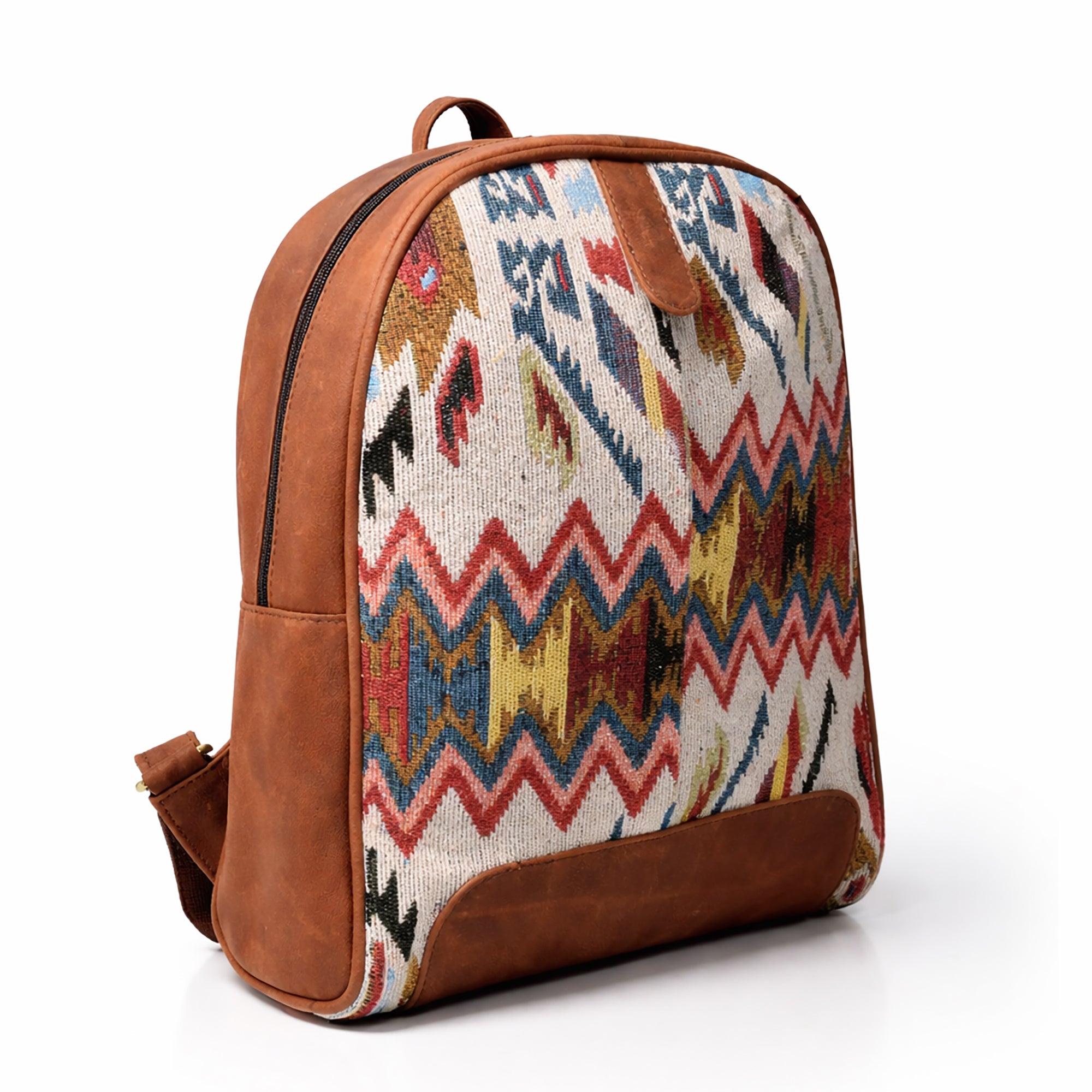 Black Hurns Leather & Fabric Backpack for Women & Men