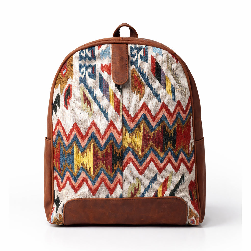 Black Hurns Leather & Fabric Backpack for Women & Men