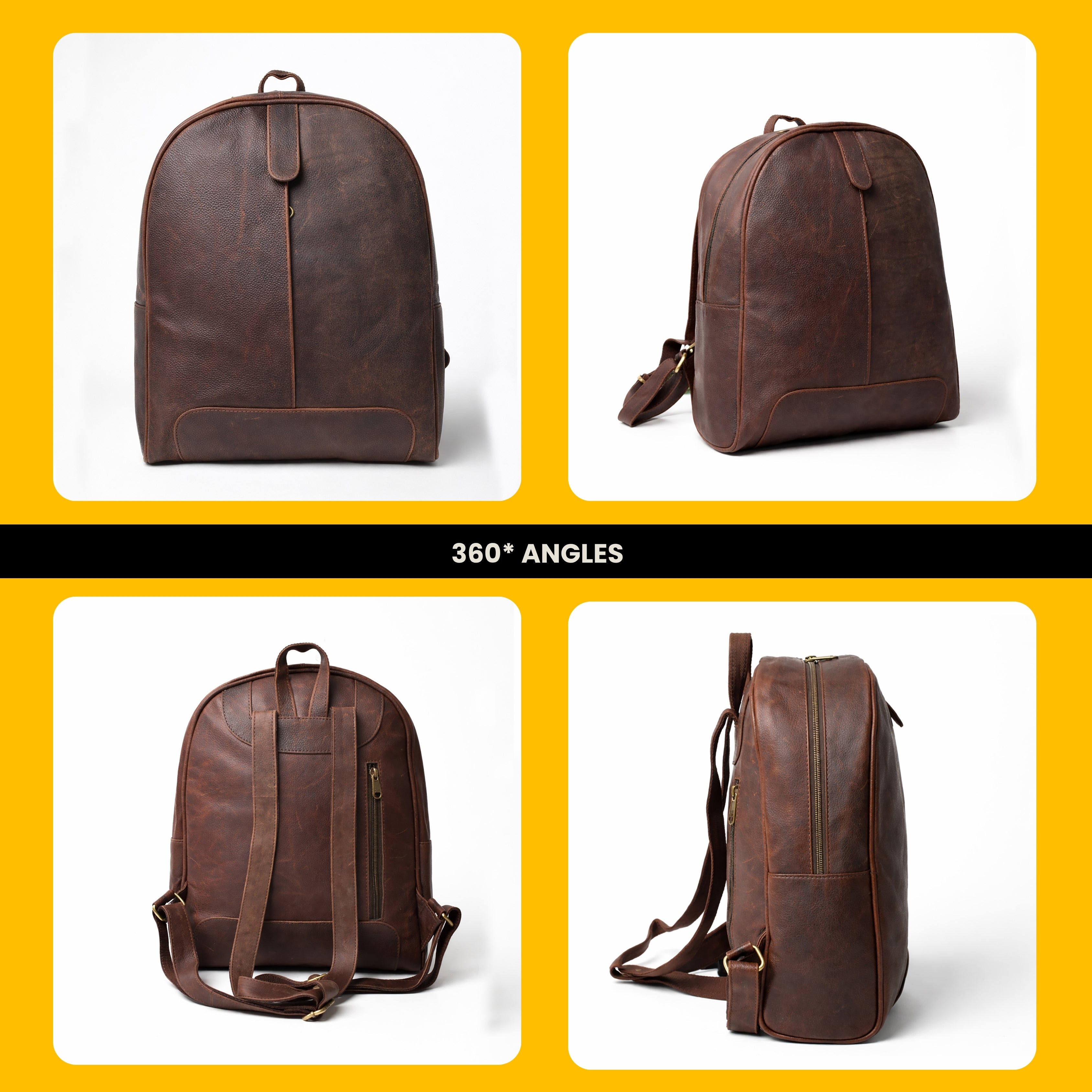 Black Hurns Genuine Leather Backpack for Men & Women