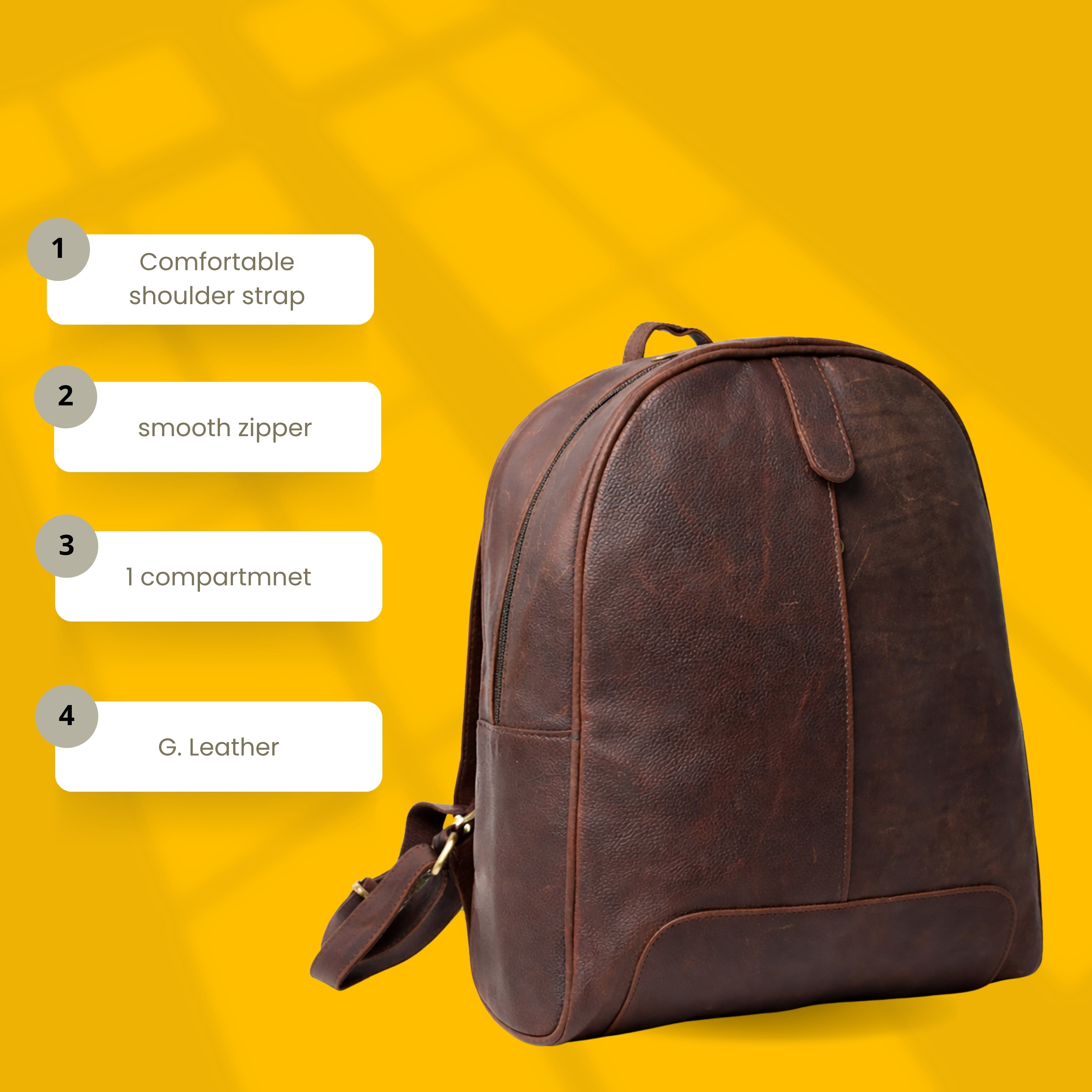 Black Hurns Genuine Leather Backpack for Men & Women