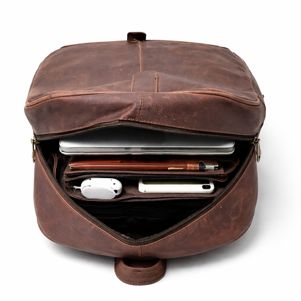 Black Hurns Genuine Leather Backpack for Men & Women
