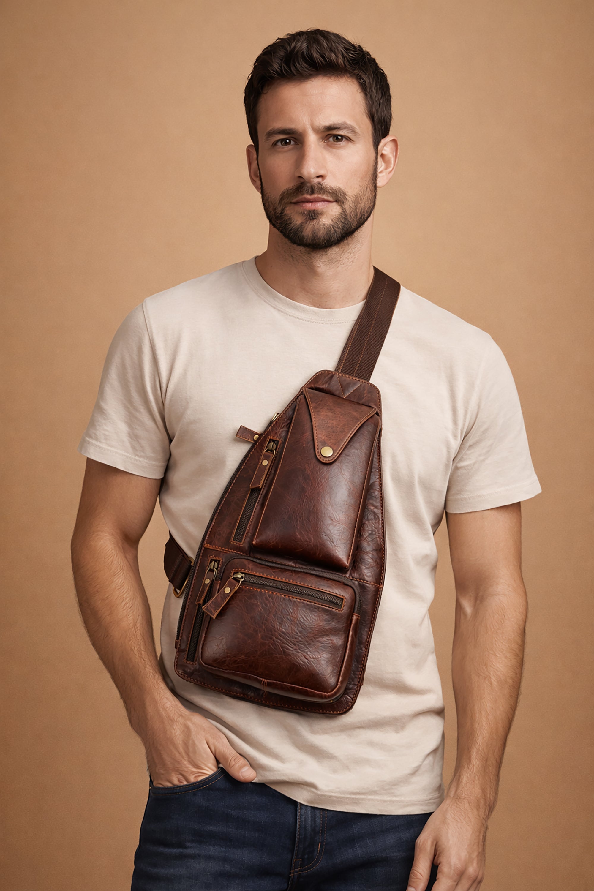 Genuine Leather Sling Bag for Men & Women