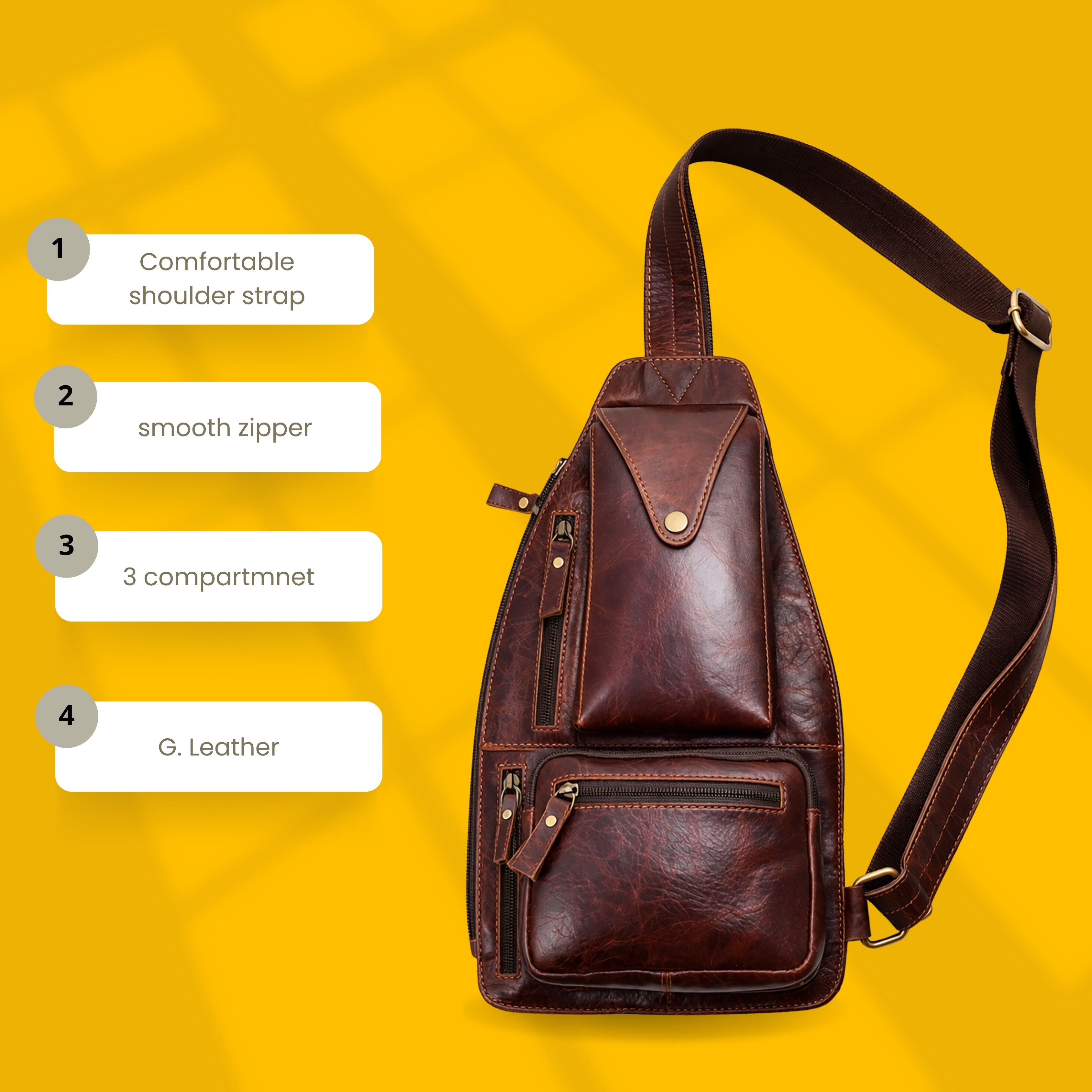 Genuine Leather Sling Bag for Men & Women