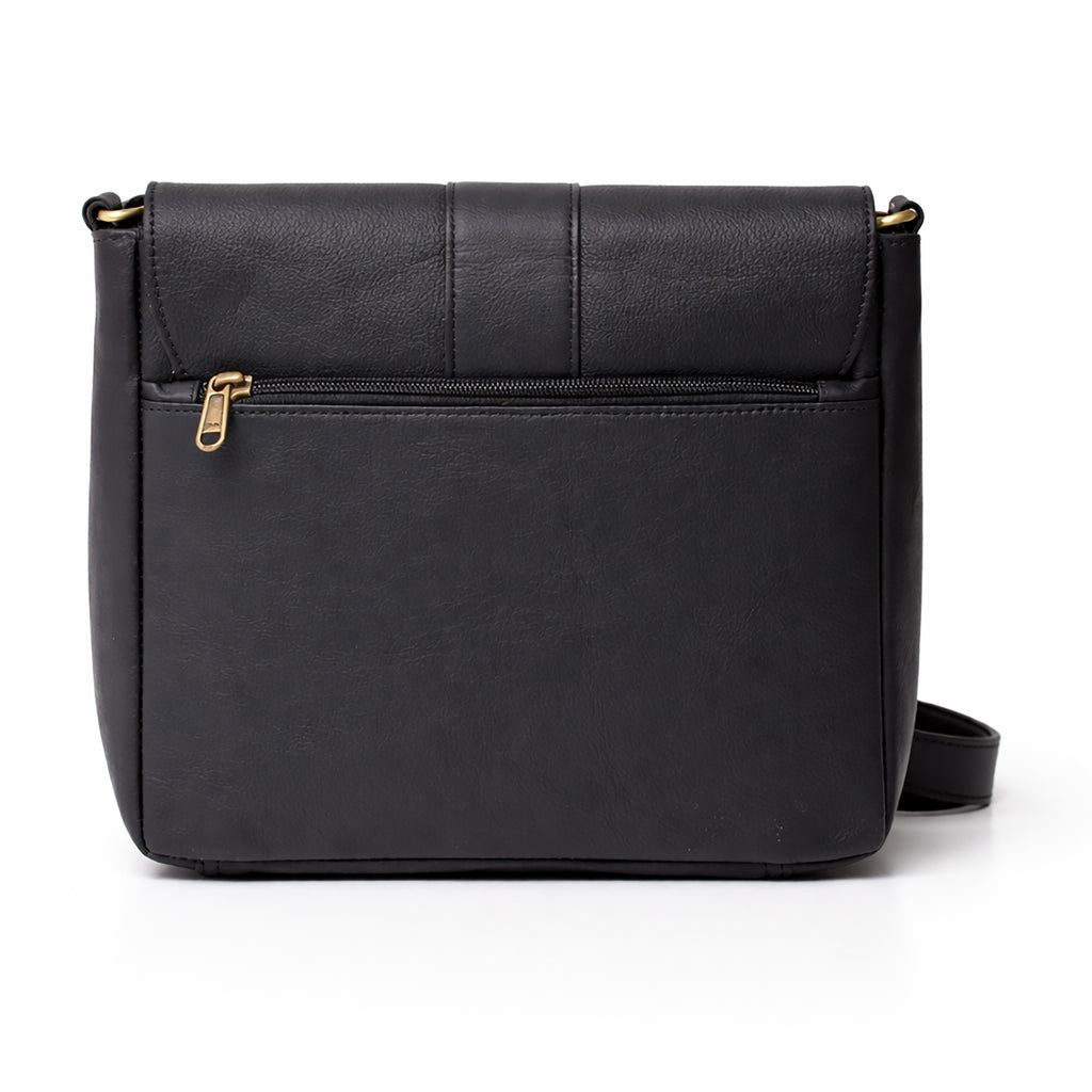 Black Hurns Genuine Leather Messenger Bag for Men & Women