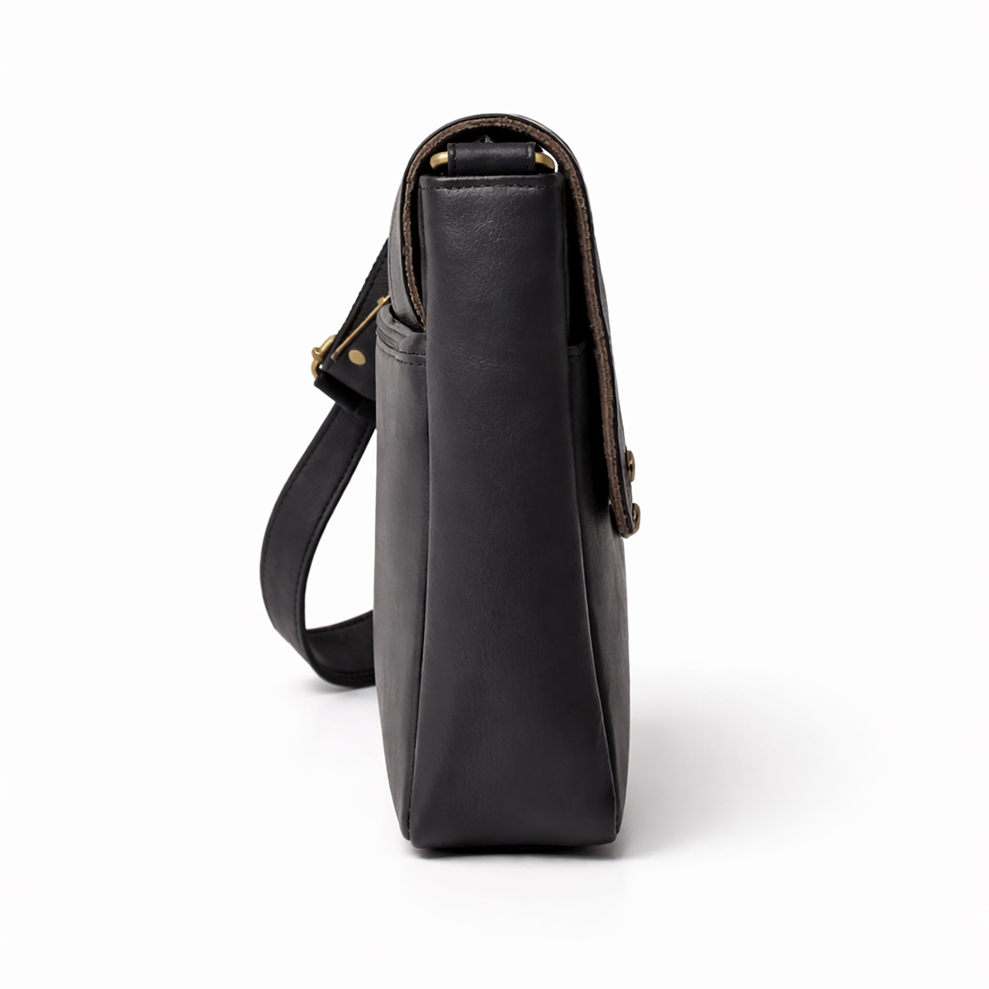 Black Hurns Genuine Leather Messenger Bag for Men & Women