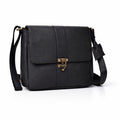 Black Hurns Genuine Leather Messenger Bag for Men & Women