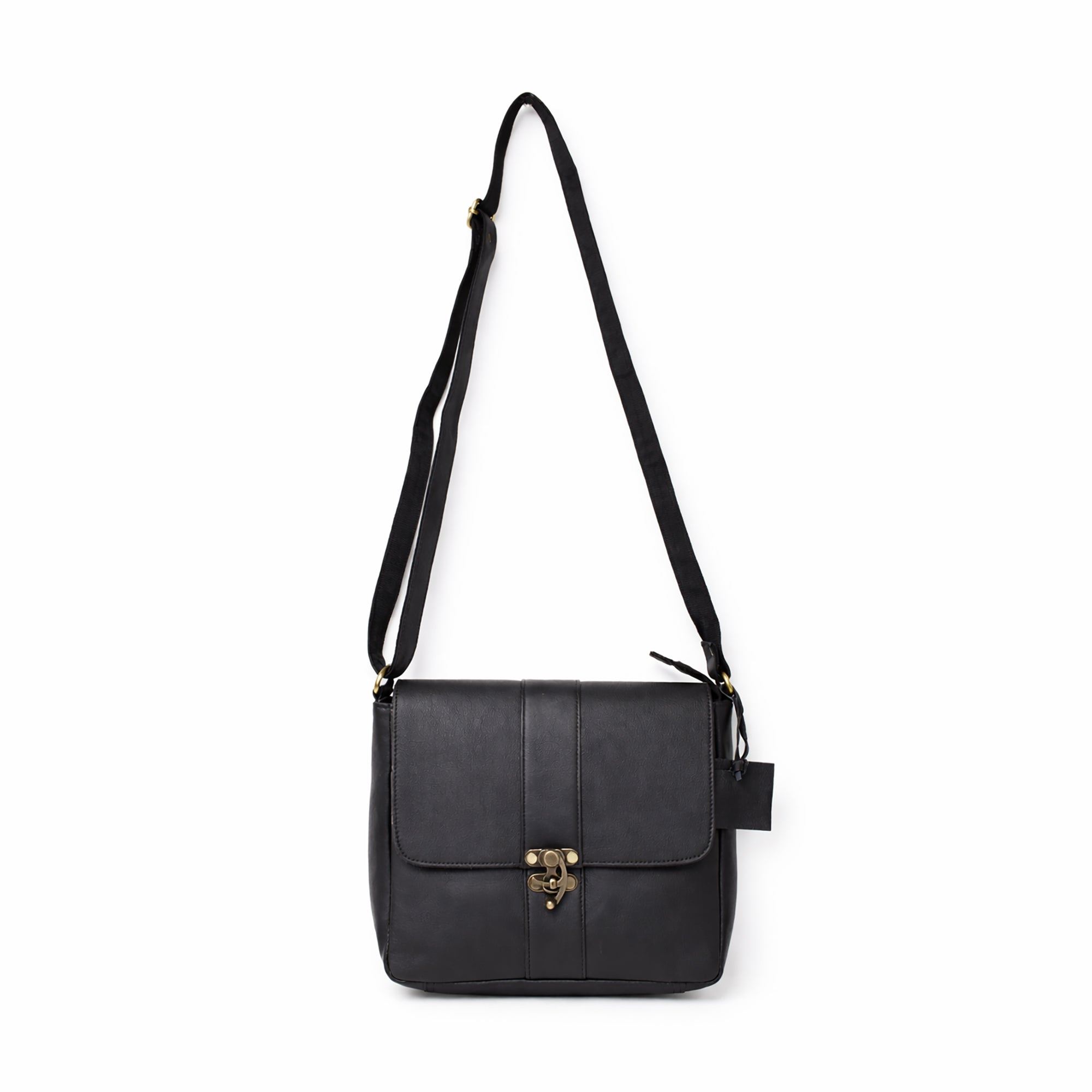 Black Hurns Genuine Leather Messenger Bag for Men & Women